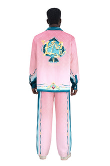 The Fancy Duke Long-Sleeve Silk Shirt | Decadent Printed Silk Taffeta Cuban Collar Jeweled Beetle