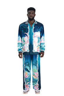 The Playa Duke Silk Shirt | Premium Printed Silk Taffeta Cuban Collar Long Sleeve Maximalist Tropical Baroque