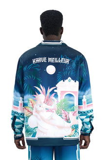 The Playa Duke Silk Shirt | Premium Printed Silk Taffeta Cuban Collar Long Sleeve Maximalist Tropical Baroque
