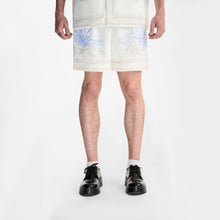 Rococo Coraline White Silk Shorts | Premium Printed Silk Taffeta White Base Ocean