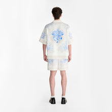 Rococo Coraline White Silk Shorts | Premium Printed Silk Taffeta White Base Ocean