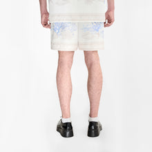 Rococo Coraline White Silk Shorts | Premium Printed Silk Taffeta White Base Ocean