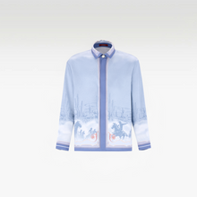 Bit Of Blue Long-Sleeved Silk Shirt | Premium Printed Silk Western Cowboy Streetstyle