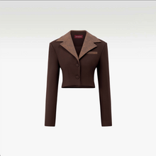 Wild Moss Blazer | Tailored Fit Faux Leather Cropped Structured Designer Streetwear