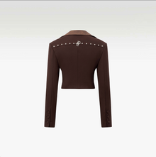 Wild Moss Blazer | Tailored Fit Faux Leather Cropped Structured Designer Streetwear