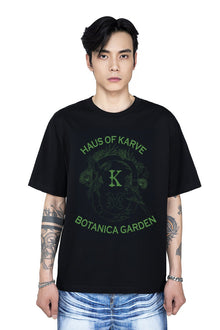 Botanica Cotton T-Shirt Black | Green Graphic Boxy Fit – Unisex Streetwear